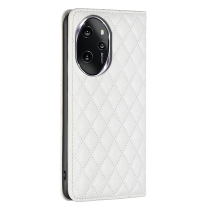 BINFEN COLOR BF16 For Honor 100 Pro 5G Cell Phone Case PU Leather Rhombus Imprinted Cover