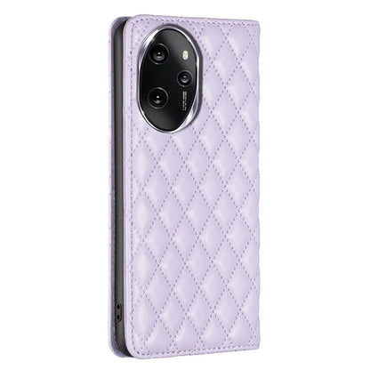 BINFEN COLOR BF16 For Honor 100 Pro 5G Cell Phone Case PU Leather Rhombus Imprinted Cover
