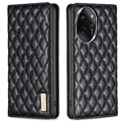 BINFEN COLOR BF16 For Honor 100 Pro 5G Cell Phone Case PU Leather Rhombus Imprinted Cover