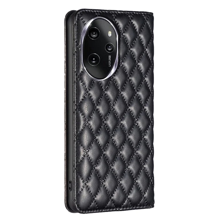 BINFEN COLOR BF16 For Honor 100 Pro 5G Cell Phone Case PU Leather Rhombus Imprinted Cover