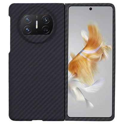 Aramid Fiber Shell for Huawei Mate X3 5G Case 1500D Coarse Texture Slim-Fit Black Cell Phone Cover with Big Lens Cutout