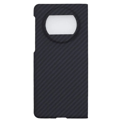 Aramid Fiber Shell for Huawei Mate X3 5G Case 1500D Coarse Texture Slim-Fit Black Cell Phone Cover with Big Lens Cutout