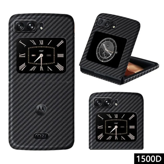For Motorola Razr 2022 5G Case 1500D Coarse Texture Aramid Fiber Slim-Fit Case with Big Lens Cutout