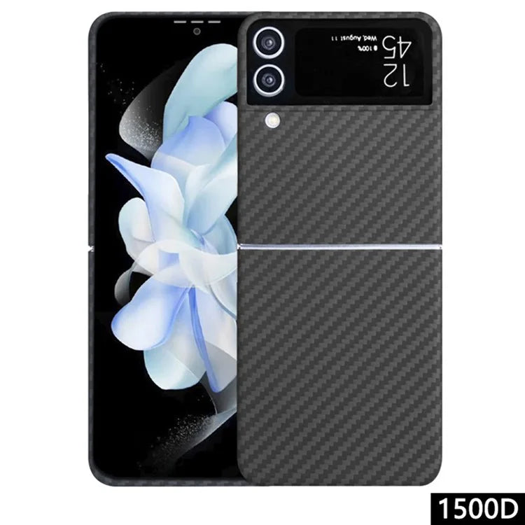 For Samsung Galaxy Z Flip4 5G Phone Shell Big Lens Cutout Aramid Fiber 1500D Coarse Texture Case