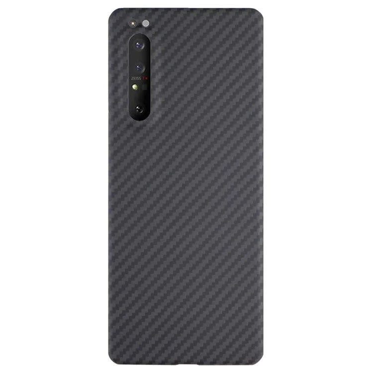 Aramid Fiber Phone Cover for Sony Xperia 1 II Case 1500D Coarse Texture Black Case with Big Lens Cutout