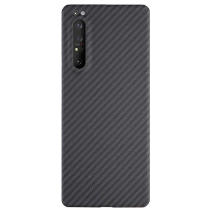 Aramid Fiber Phone Cover for Sony Xperia 1 II Case 1500D Coarse Texture Black Case with Big Lens Cutout