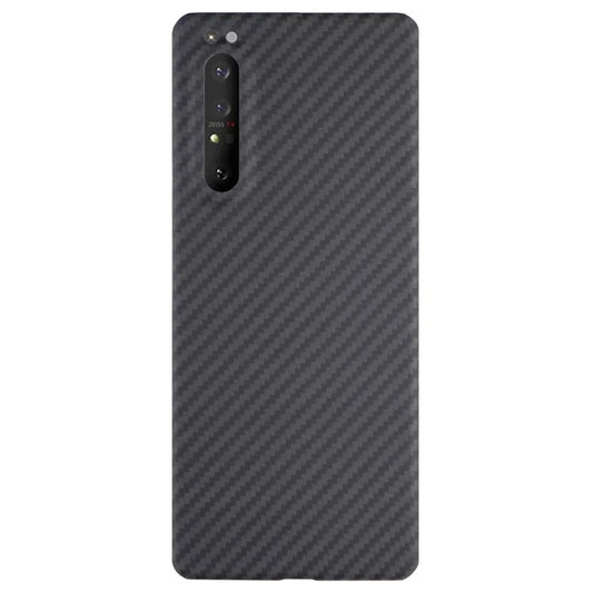 Aramid Fiber Phone Cover for Sony Xperia 1 II Case 1500D Coarse Texture Black Case with Big Lens Cutout