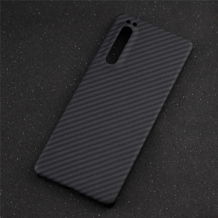 Aramid Fiber Phone Cover for Sony Xperia 1 II Case 1500D Coarse Texture Black Case with Big Lens Cutout