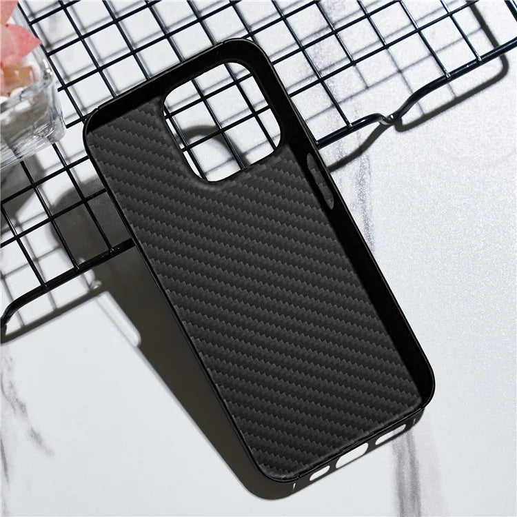 Black Phone Shell for iPhone 15 Pro Case 1500D Coarse Texture Aramid Fiber Phone Cover (Big Lens Cutout)