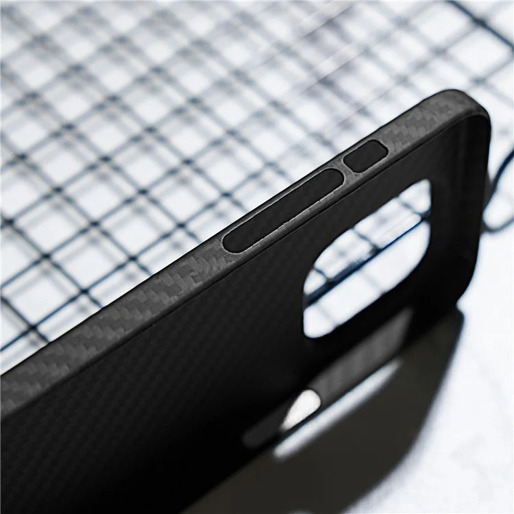 Black Phone Shell for iPhone 15 Pro Case 1500D Coarse Texture Aramid Fiber Phone Cover (Big Lens Cutout)