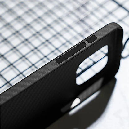 Black Phone Shell for iPhone 15 Pro Case 1500D Coarse Texture Aramid Fiber Phone Cover (Big Lens Cutout)