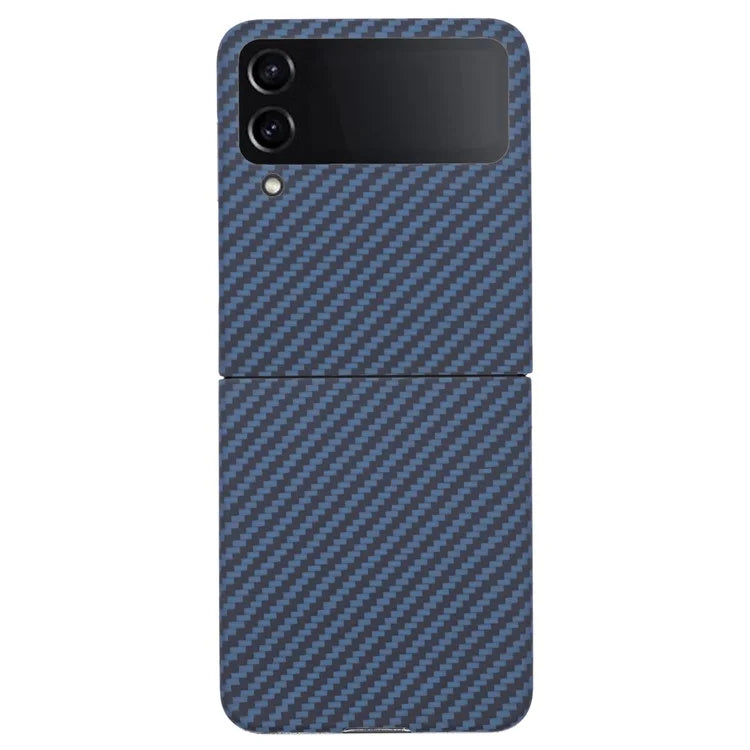 For Samsung Galaxy Z Flip4 5G Phone Case 1500D Coarse Texture Carbon Fiber Texture Aramid Fiber Shell (Big Rear Lens Hole)