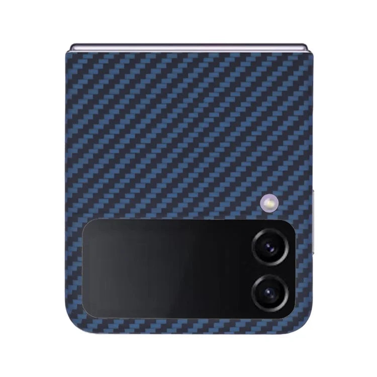 For Samsung Galaxy Z Flip4 5G Phone Case 1500D Coarse Texture Carbon Fiber Texture Aramid Fiber Shell (Big Rear Lens Hole)