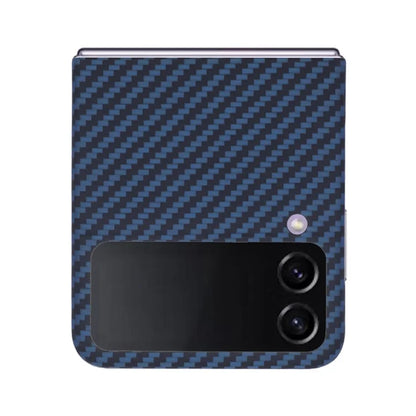 For Samsung Galaxy Z Flip4 5G Phone Case 1500D Coarse Texture Carbon Fiber Texture Aramid Fiber Shell (Big Rear Lens Hole)