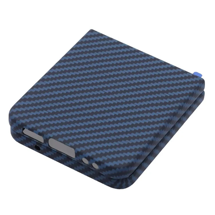 For Samsung Galaxy Z Flip4 5G Phone Case 1500D Coarse Texture Carbon Fiber Texture Aramid Fiber Shell (Big Rear Lens Hole)