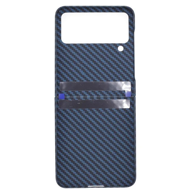 For Samsung Galaxy Z Flip4 5G Phone Case 1500D Coarse Texture Carbon Fiber Texture Aramid Fiber Shell (Big Rear Lens Hole)