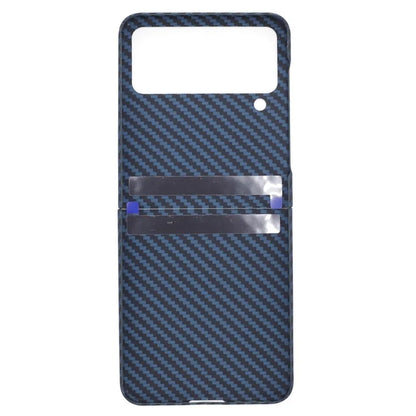 For Samsung Galaxy Z Flip4 5G Phone Case 1500D Coarse Texture Carbon Fiber Texture Aramid Fiber Shell (Big Rear Lens Hole)