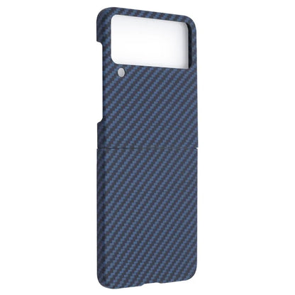 For Samsung Galaxy Z Flip4 5G Phone Case 1500D Coarse Texture Carbon Fiber Texture Aramid Fiber Shell (Big Rear Lens Hole)