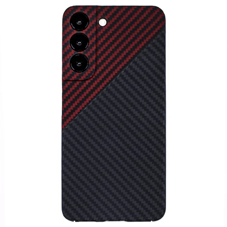 For Samsung Galaxy S23 Case Aramid Fiber 1500D Coarse Texture Color Splicing Precise Lens Cutout Anti-scratch Cover