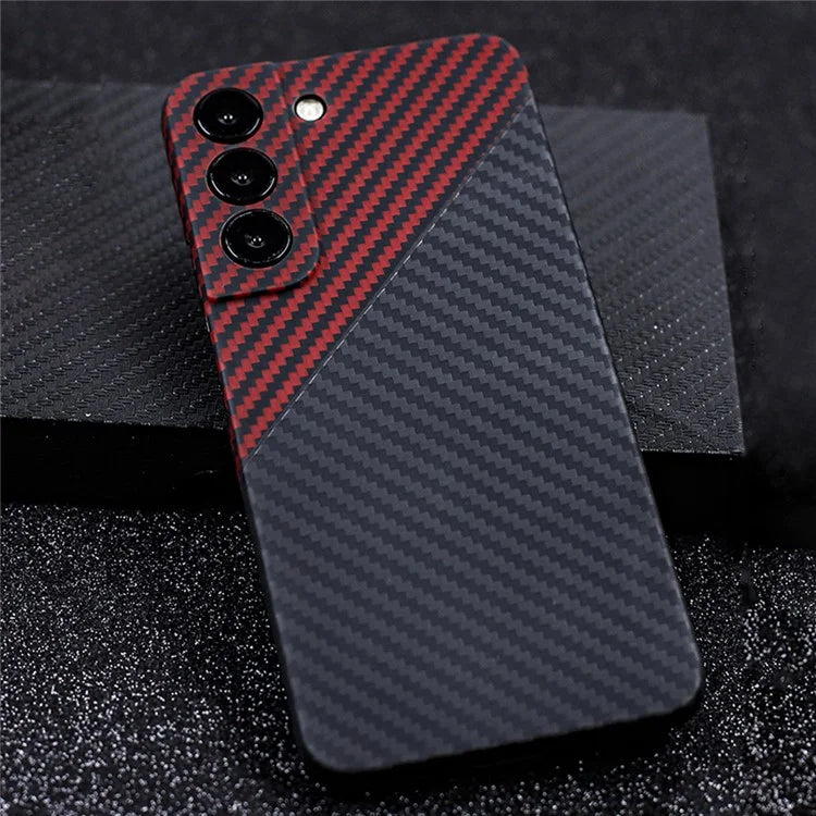 For Samsung Galaxy S22+ 5G Case Color Splicing Precise Lens Cutout Aramid Fiber 1500D Coarse Texture Cover