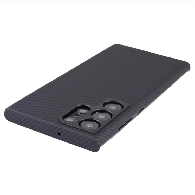 For Samsung Galaxy S21 Ultra 5G Aramid Fiber Case Compatible with MagSafe 600D Fine Textured Lens Guard Phone Cover, Black