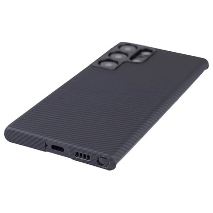 For Samsung Galaxy S21 Ultra 5G Aramid Fiber Case Compatible with MagSafe 600D Fine Textured Lens Guard Phone Cover, Black