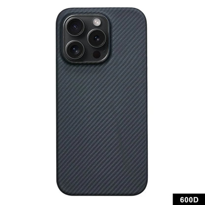 For iPhone 15 Pro Cell Phone Cases Carbon Fiber Texture Aramid Fiber Anti-drop Cover (Big Rear Lens Hole)