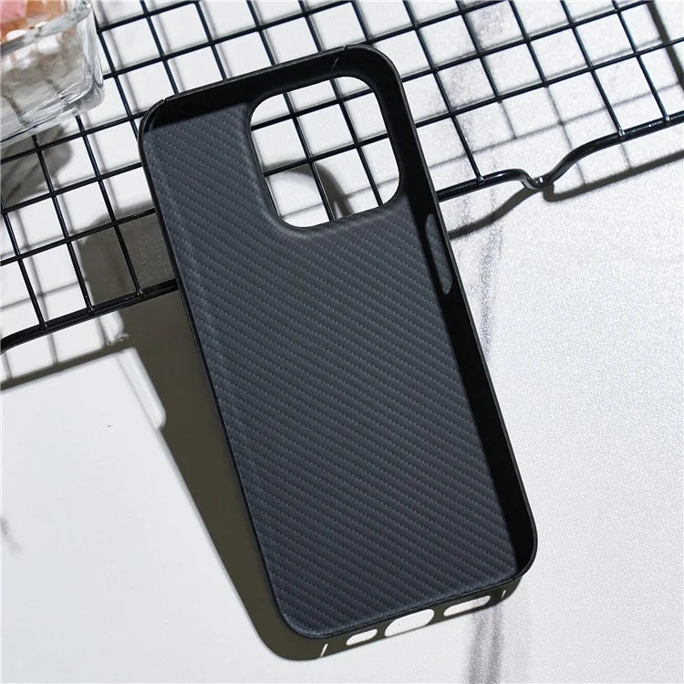 For iPhone 15 Pro Cell Phone Cases Carbon Fiber Texture Aramid Fiber Anti-drop Cover (Big Rear Lens Hole)