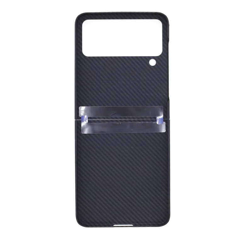 For Samsung Galaxy Z Flip4 5G Black Case 600D Fine Textured Aramid Fiber Phone Protector, Big Lens Cutouts