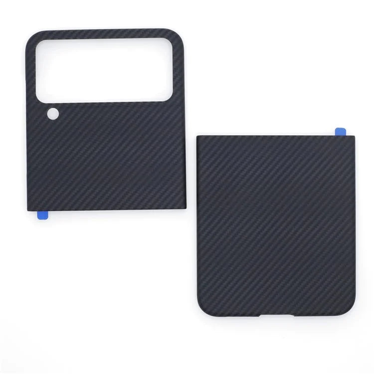For Samsung Galaxy Z Flip4 5G Black Case 600D Fine Textured Aramid Fiber Phone Protector, Big Lens Cutouts