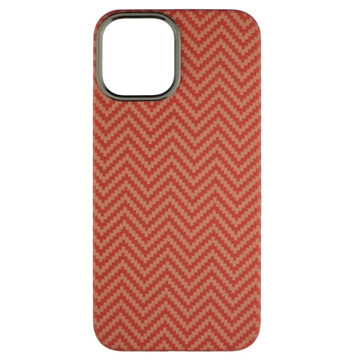 Metal Lens Frame Cover for iPhone 14 Pro M-Waved Texture Aramid Fiber Cell Phone Case