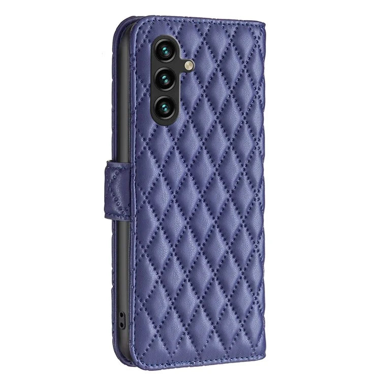BINFEN COLOR BF Style-14 For Samsung Galaxy A35 5G Phone Case Rhombus Grid Leather Cover