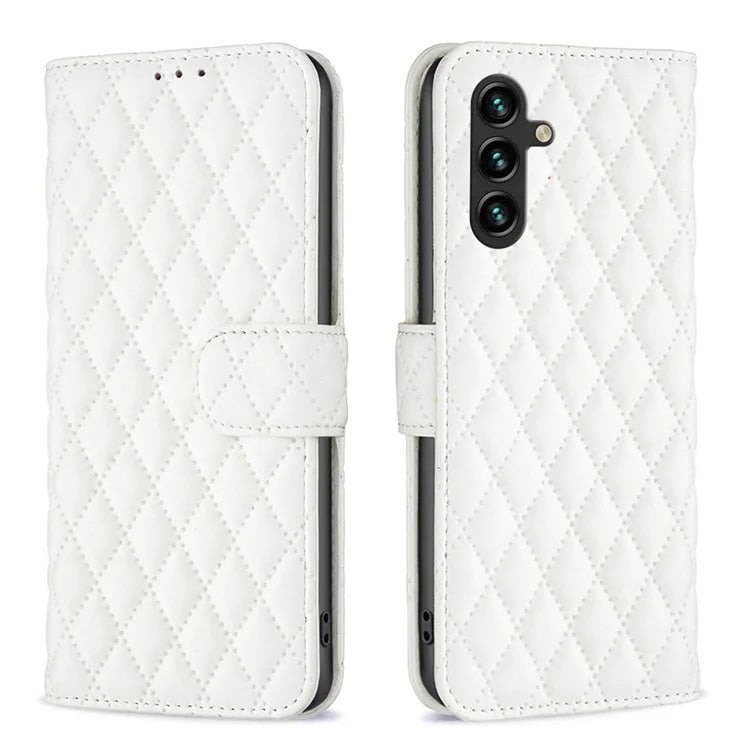 BINFEN COLOR BF Style-14 For Samsung Galaxy A35 5G Phone Case Rhombus Grid Leather Cover