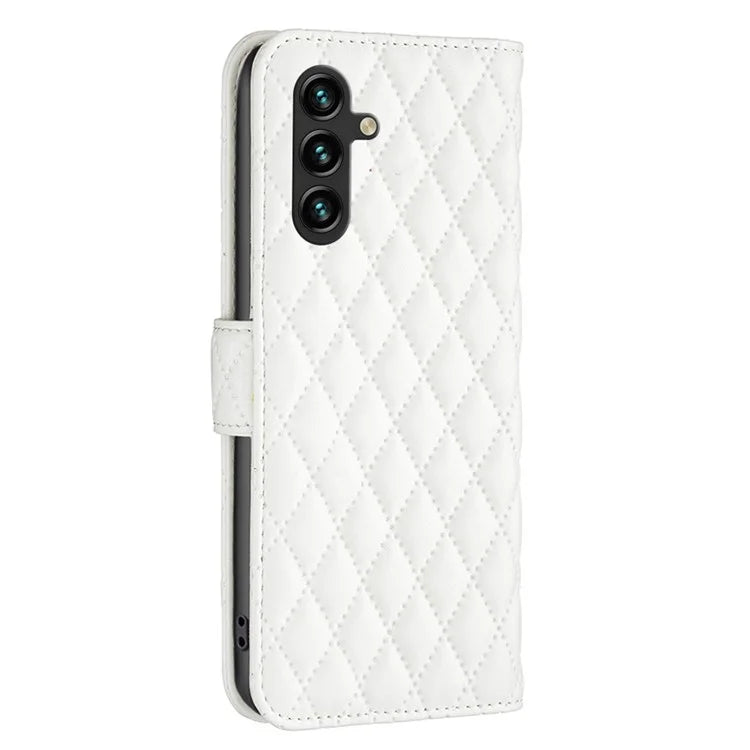 BINFEN COLOR BF Style-14 For Samsung Galaxy A35 5G Phone Case Rhombus Grid Leather Cover