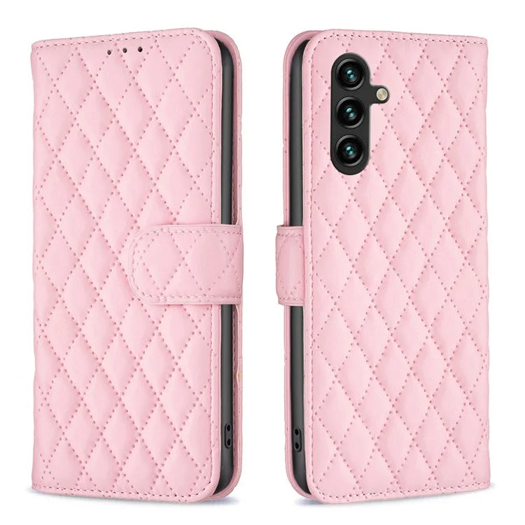 BINFEN COLOR BF Style-14 For Samsung Galaxy A35 5G Phone Case Rhombus Grid Leather Cover