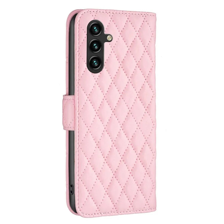 BINFEN COLOR BF Style-14 For Samsung Galaxy A35 5G Phone Case Rhombus Grid Leather Cover