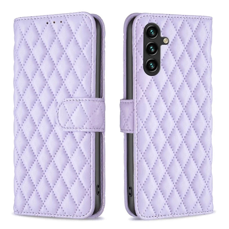 BINFEN COLOR BF Style-14 For Samsung Galaxy A35 5G Phone Case Rhombus Grid Leather Cover