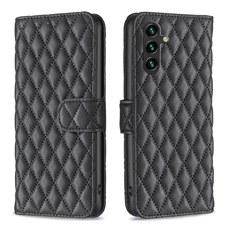 BINFEN COLOR BF Style-14 For Samsung Galaxy A35 5G Phone Case Rhombus Grid Leather Cover