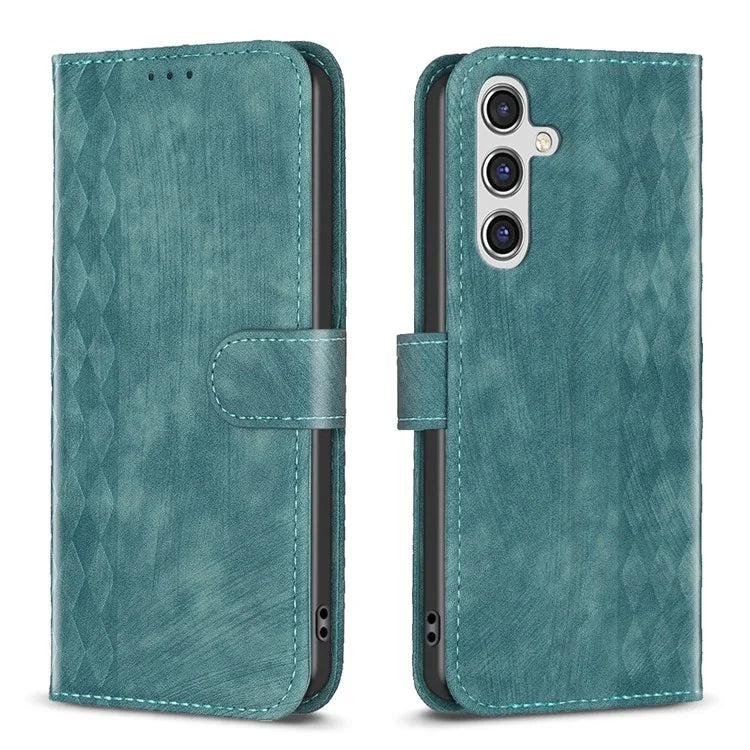 For Samsung Galaxy A35 5G Case Imprinted Grid Wallet Leather Cover
