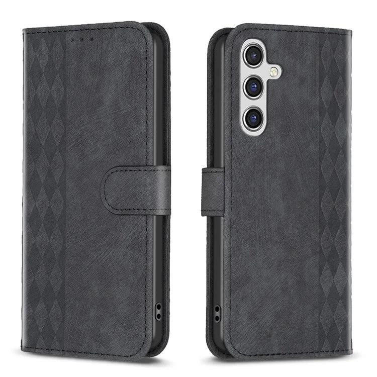 For Samsung Galaxy A35 5G Case Imprinted Grid Wallet Leather Cover