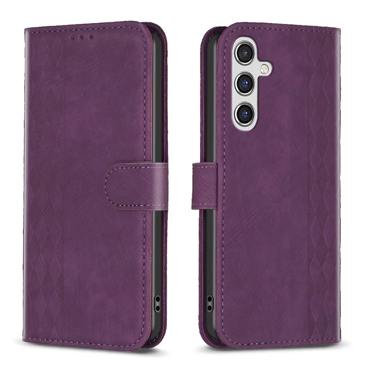 For Samsung Galaxy A35 5G Case Imprinted Grid Wallet Leather Cover