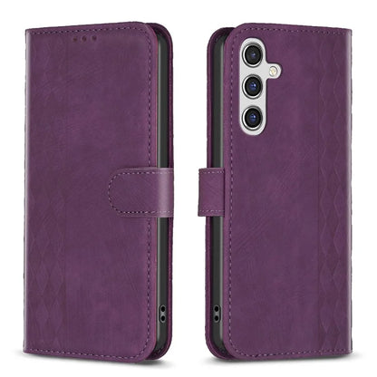 For Samsung Galaxy A35 5G Case Imprinted Grid Wallet Leather Cover
