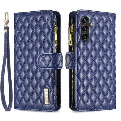 BINFEN COLOR BF Style-15 For Samsung Galaxy A35 5G Case Zipper Pocket Phone Stand Cover