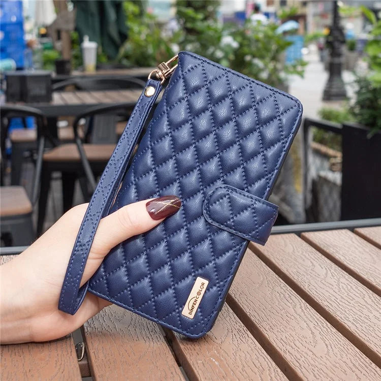 BINFEN COLOR BF Style-15 For Samsung Galaxy A35 5G Case Zipper Pocket Phone Stand Cover