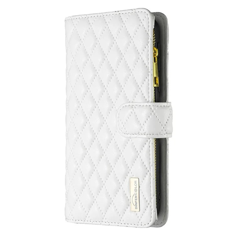 BINFEN COLOR BF Style-15 For Samsung Galaxy A35 5G Case Zipper Pocket Phone Stand Cover