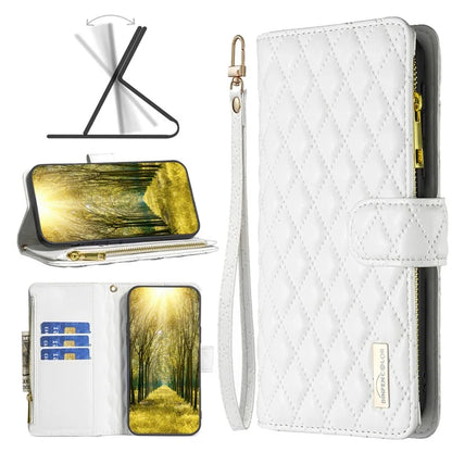 BINFEN COLOR BF Style-15 For Samsung Galaxy A35 5G Case Zipper Pocket Phone Stand Cover