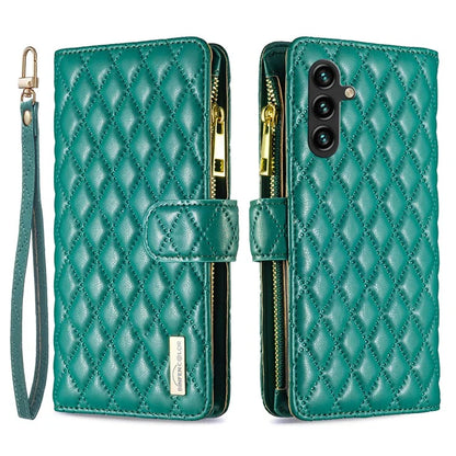 BINFEN COLOR BF Style-15 For Samsung Galaxy A35 5G Case Zipper Pocket Phone Stand Cover