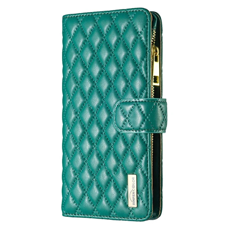 BINFEN COLOR BF Style-15 For Samsung Galaxy A35 5G Case Zipper Pocket Phone Stand Cover