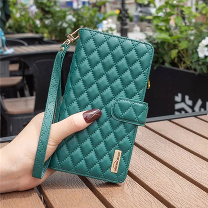 BINFEN COLOR BF Style-15 For Samsung Galaxy A35 5G Case Zipper Pocket Phone Stand Cover