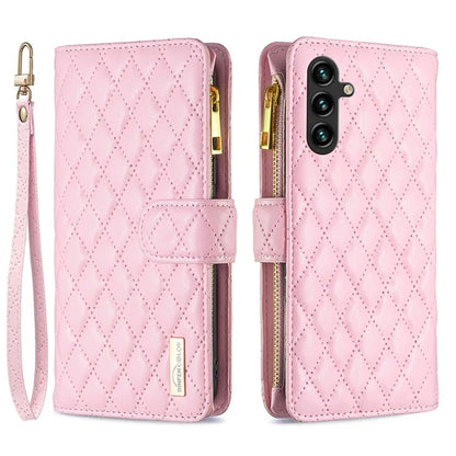 BINFEN COLOR BF Style-15 For Samsung Galaxy A35 5G Case Zipper Pocket Phone Stand Cover